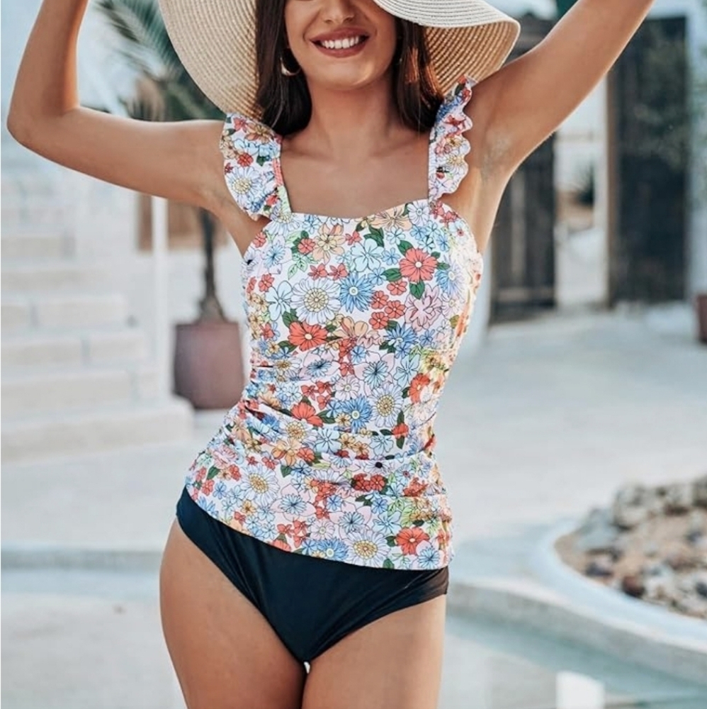 New Kate Kasin Two Piece Tankini High Waisted Tummy Control. (0)